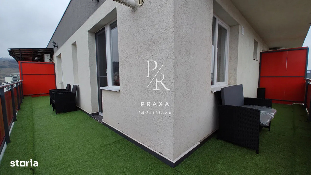 Apartament 2 camere cu terasa generoasa, mobilat, parcare, bloc nou, zona Terra!