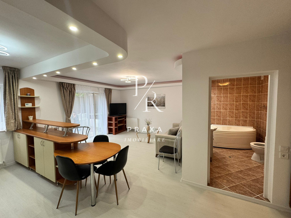 Apartament modern 2 camere cu gradina, mobilat, parcare, zona Negoiu-Manastur!