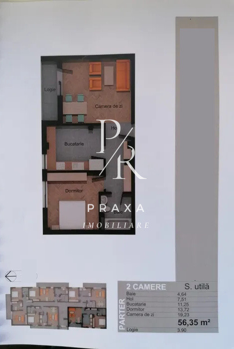 Apartament 2 camere decomandate, 56 mp, modern, parcare, zona Terra!