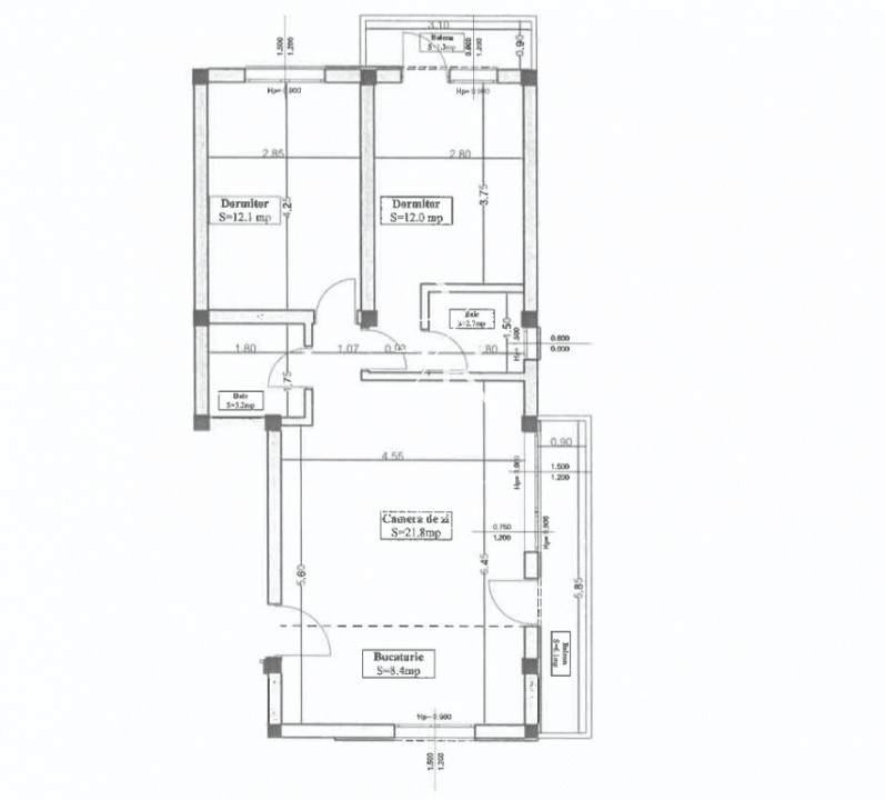 Apartament de vanzare 3 camere, 60 mp, 2 bai, 2 parcari, AC, zona Cetatii!