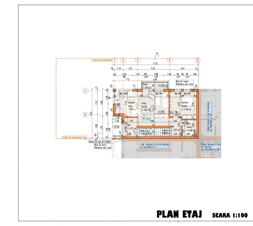Apartament 100 mp ,gradina 32 mp ,semifinisat, parcare inclusa ,zona Marasti!