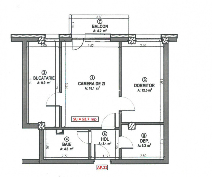 Ap 2 camere 55 mp, parcare la cerere, semifinisat, TVA inclus, zona Terra!