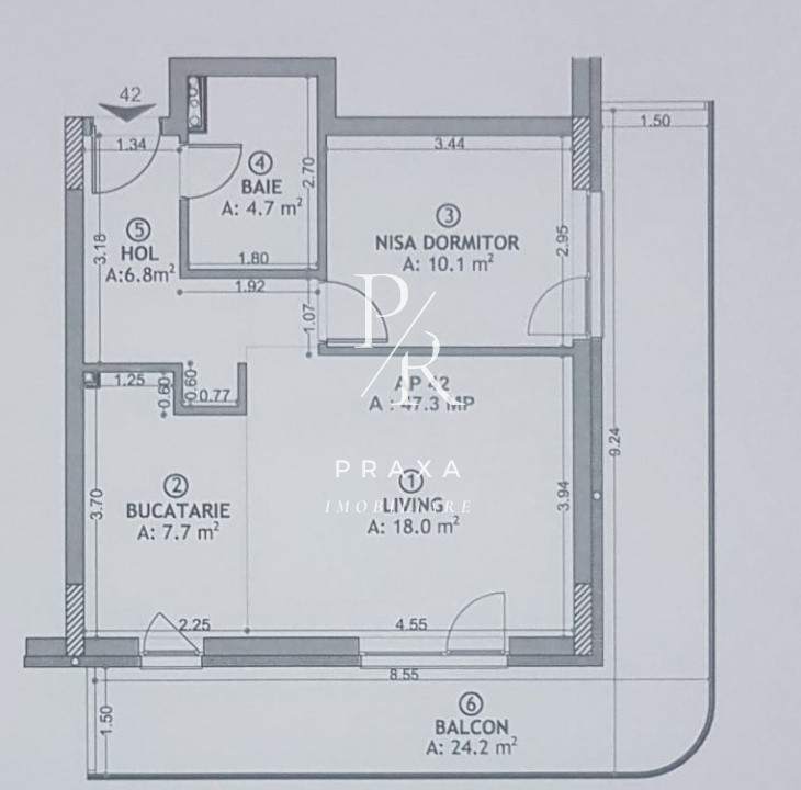 Apartament 2 camere, 47 mp, terasa, finisat, garaj la cerere, LIFT, zone EROILOR