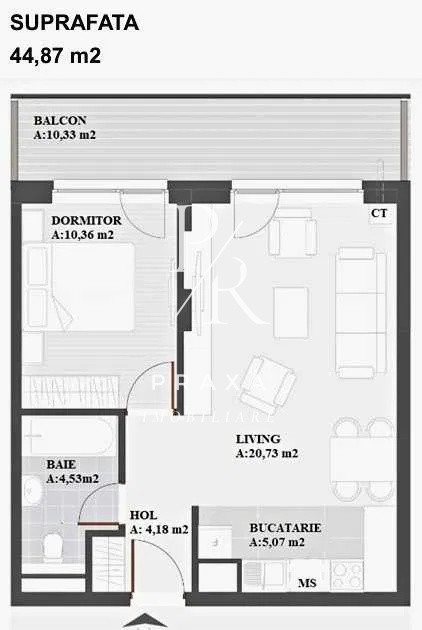 Apartament 2 camere, 45mp, semifinisat,  parcare la cerere, zona Eroilor!