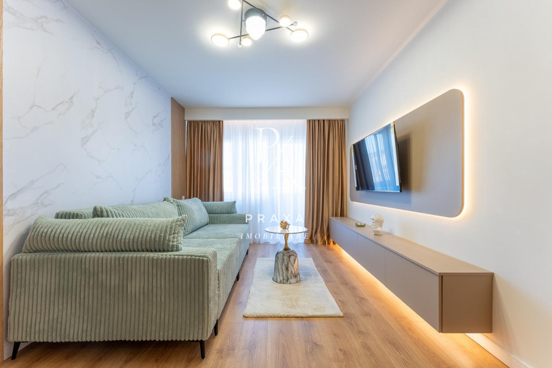 Apartament 2 camere 56 mp, decomandat, finisat, mobilat LUX zona Terra